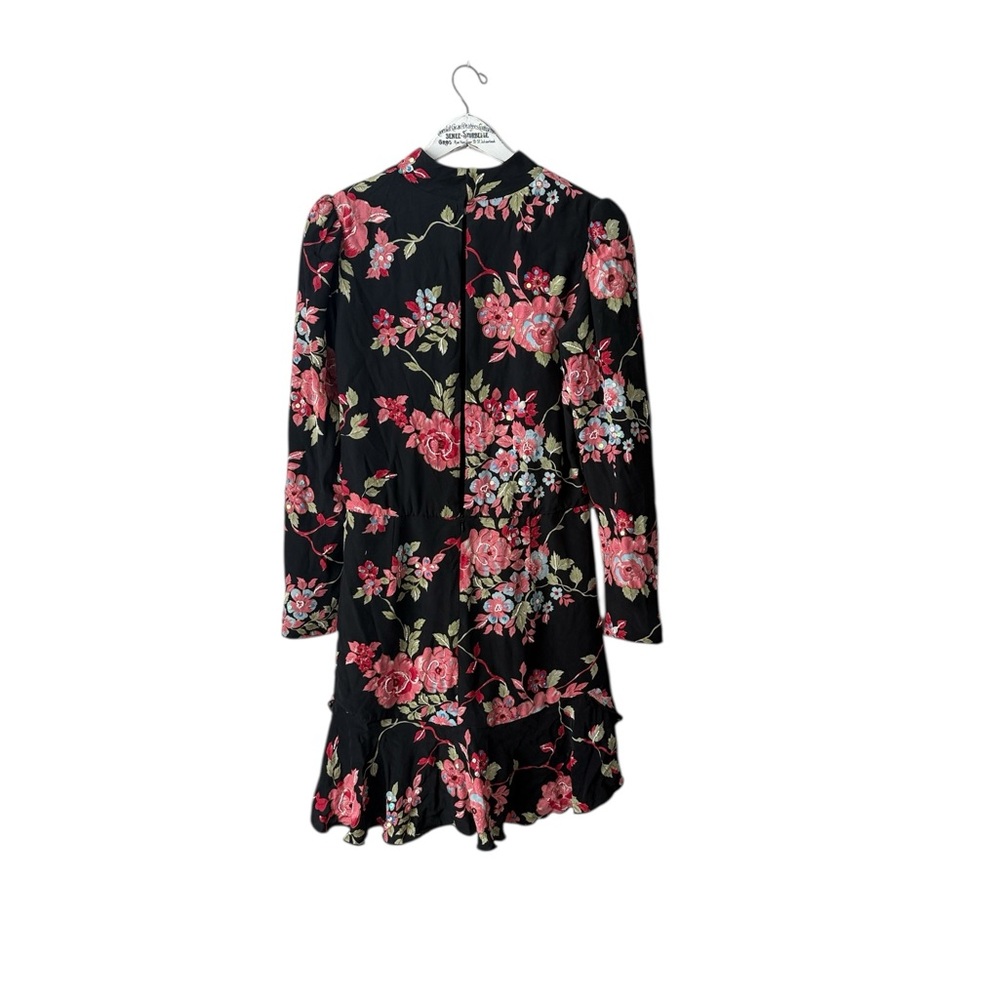 Single LA Floral Embroidered Sequin Long Sleeve Dress Black M - Picture 5 of 8